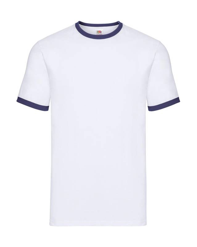Ringer T, valkoinen/tummansininen – Fruit of the Loom (1)