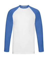 Valueweight-pitkähihainen baseball-t-paita, valkoinen/kirkkaansininen