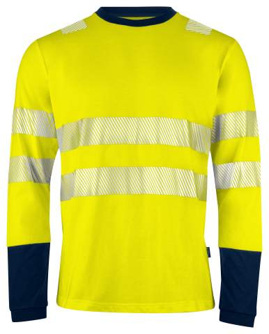 6014 LONG SLEEVE EN ISO 20471 CLASS 3/2 – T-paita, Keltainen/Tummansininen – ProJob (1)