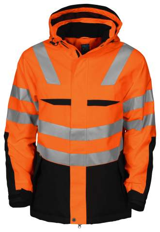 6418 EN ISO 20471 CLASS 3 – topattu takki, Oranssi/musta – ProJob (1)