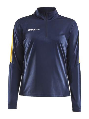 Progress Halfzip LS – T-paita (naisille), Navy/Sweden Yellow - Craft (1)