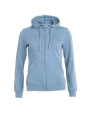 Basic Hoody – täysvetoketjullinen pusero (naisille), vaaleansininen