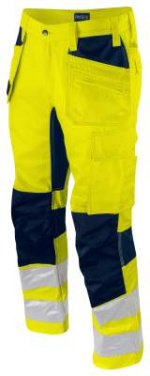 6570 – joustavat housut, EN ISO 20471 CLASS 2, Keltainen/Tummansininen - ProJob (2)