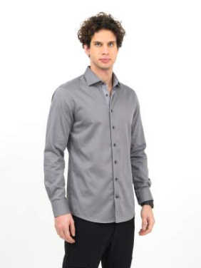 YB51 Twill Slim Fit – paita (miehille), Harmaa/musta – J.Harvest & Frost (2)
