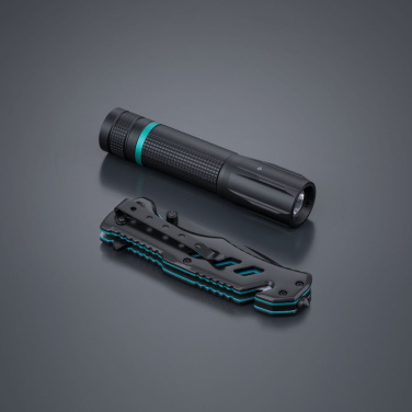 Optima Color Set: pelastusveitsi ja keskikokoinen ladattava taskulamppu, 1800 mAh, turkoosi, tuotekuva