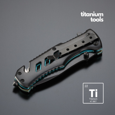 Titanium-coated Steel Optima Set: pelastusveitsi ja taskulamppu, turkoosi, lisäkuva 3