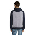 Kaksivärinen SEATTLE-huppari, unisex, 280 g/m², Harmaa meleerattu/ranskalainen tummansininen