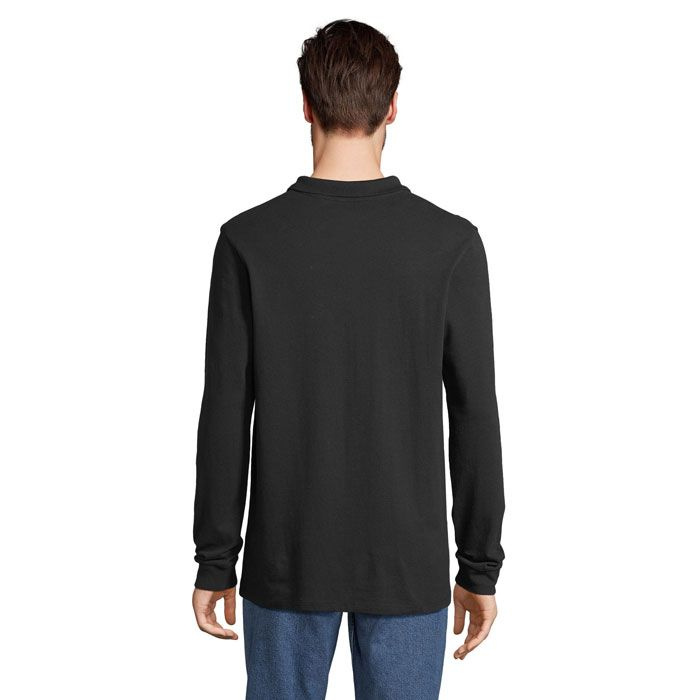Pitkähihainen luomupuuvillainen PLANET-pikeepaita, Musta, 4XL, tuotekuva (1)