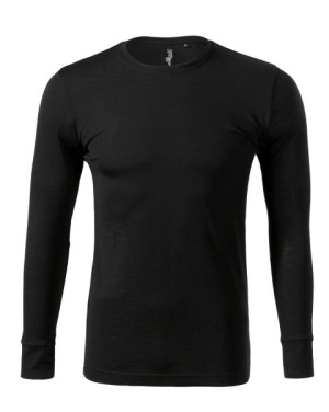 MALFINI Premium Merino Rise LS – Miesten T-paita, musta, S, tuotekuva (2)