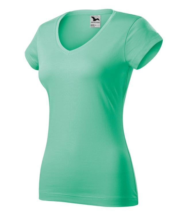 MALFINI Fit V-neck – Naisten T-paita, minttu, XS, tuotekuva (1)
