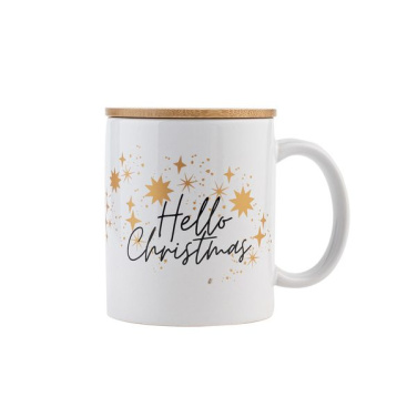 "Hello Christmas" -keraaminen muki, valkoinen, tuotekuva (2)