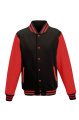 Just Hoods Varsity -collegepaita, Black - Fire Red