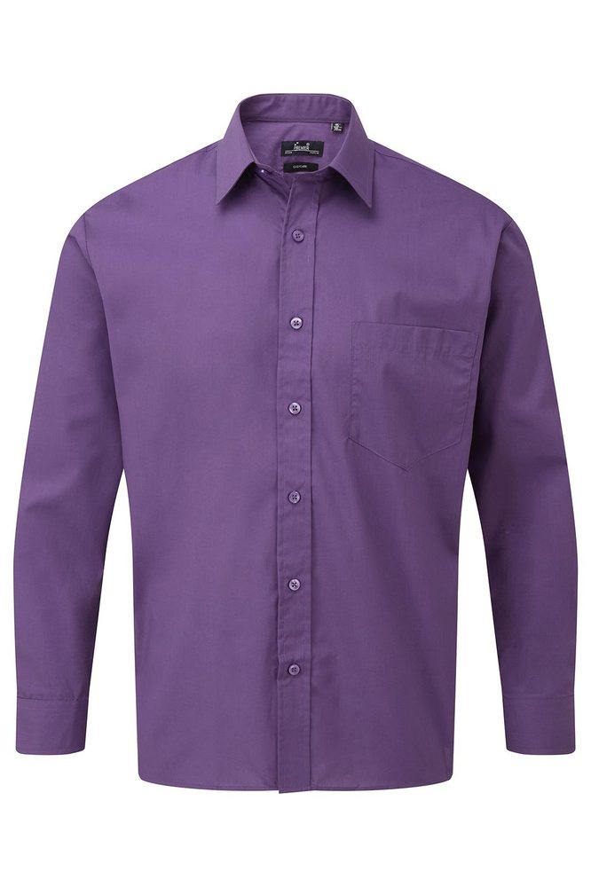 PITKÄHIHAINEN POPLIINIKAULUSPAITA, purple, 3XL, tuotekuva, Violetti