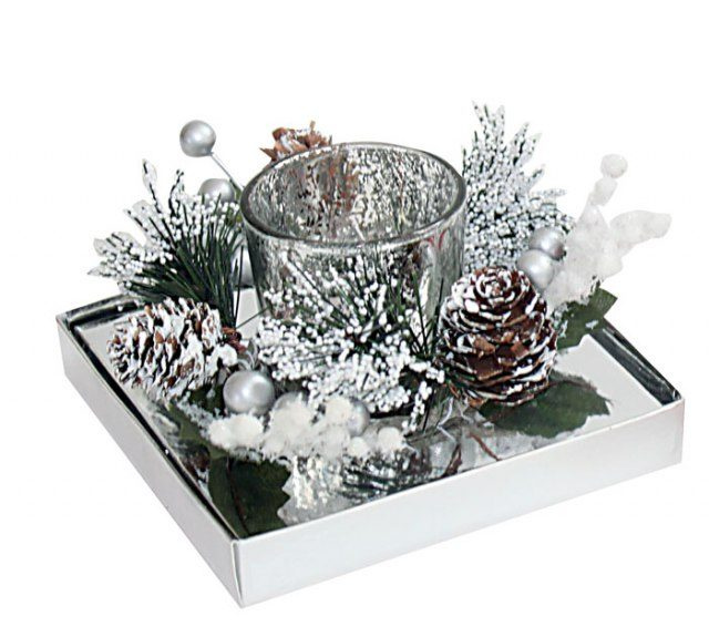 Hopeinen lasinen kynttilä, tuotekuva (1)