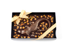 XXL-maitosuklaa pähkinöillä ja krokotiililla (täytetty suolatulla karamellilla)