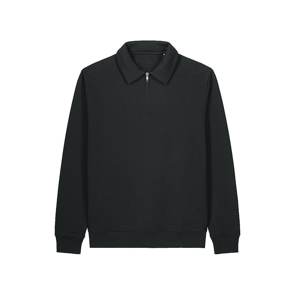 Stanley/Stella Proper collegepaita vetoketjukauluksella (unisex) – musta, XXS (1)