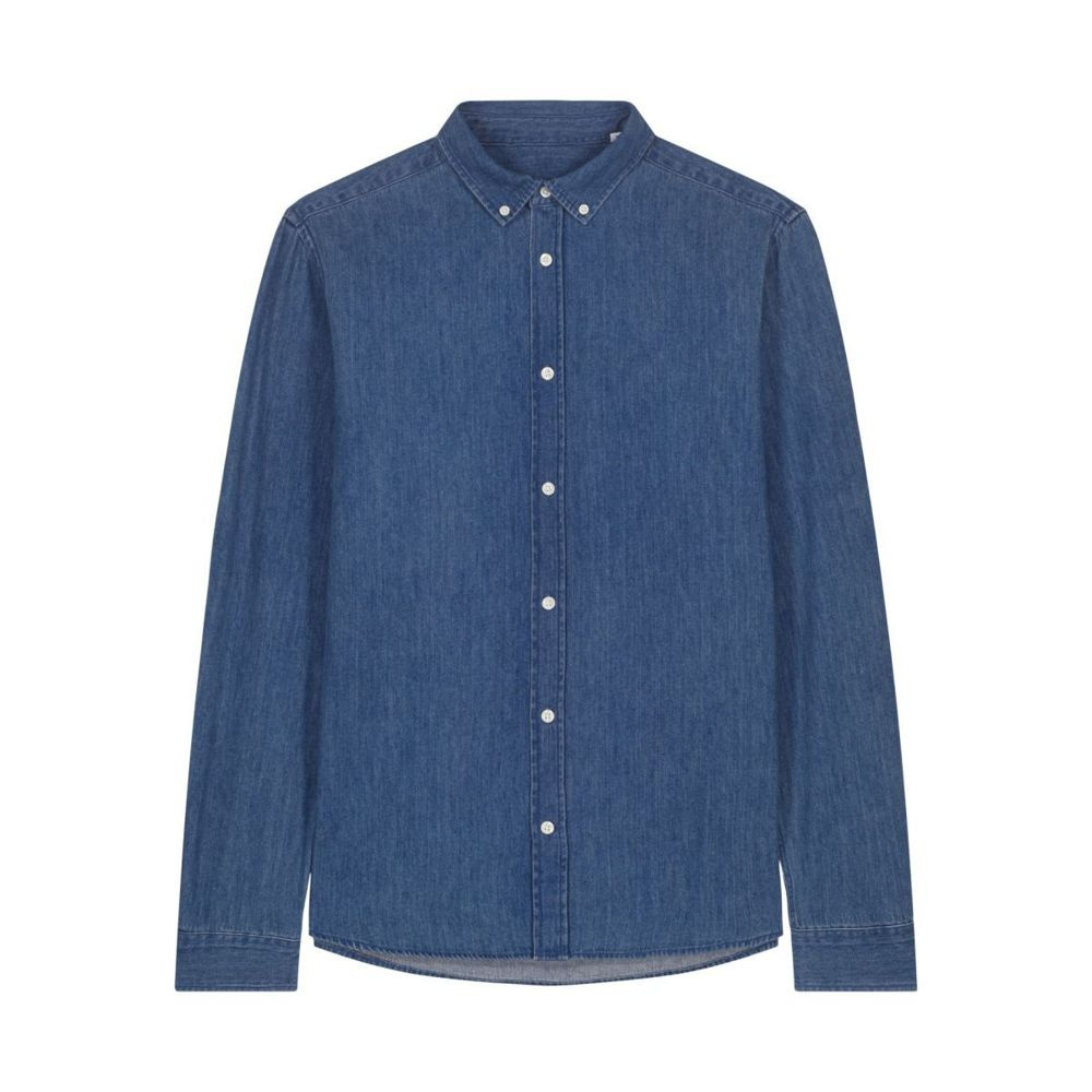 Stanley/Stella Stanley Denim Shirt miesten kauluspaita, 235 g/m² – keskisininen farkku, S (1)