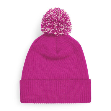 Beechfield B450 neulepipo - fuksia / luonnonvalkoinen (Off White) (3)