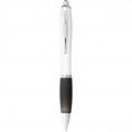 Stylo à bille Nash à corps blanc et grip coloré, blanc / noir uni