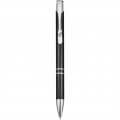 Stylo à bille à bouton-poussoir en aluminium Moneta (encre bleue), noir uni