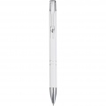 Stylo à bille à bouton-poussoir en aluminium Moneta (encre bleue), blanc