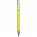 Stylo à bille à bouton-poussoir en aluminium Moneta (encre bleue), jaune
