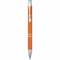 Stylo à bille à bouton-poussoir en aluminium Moneta (encre bleue), orange