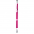 Stylo à bille à bouton-poussoir en aluminium Moneta (encre bleue), magenta