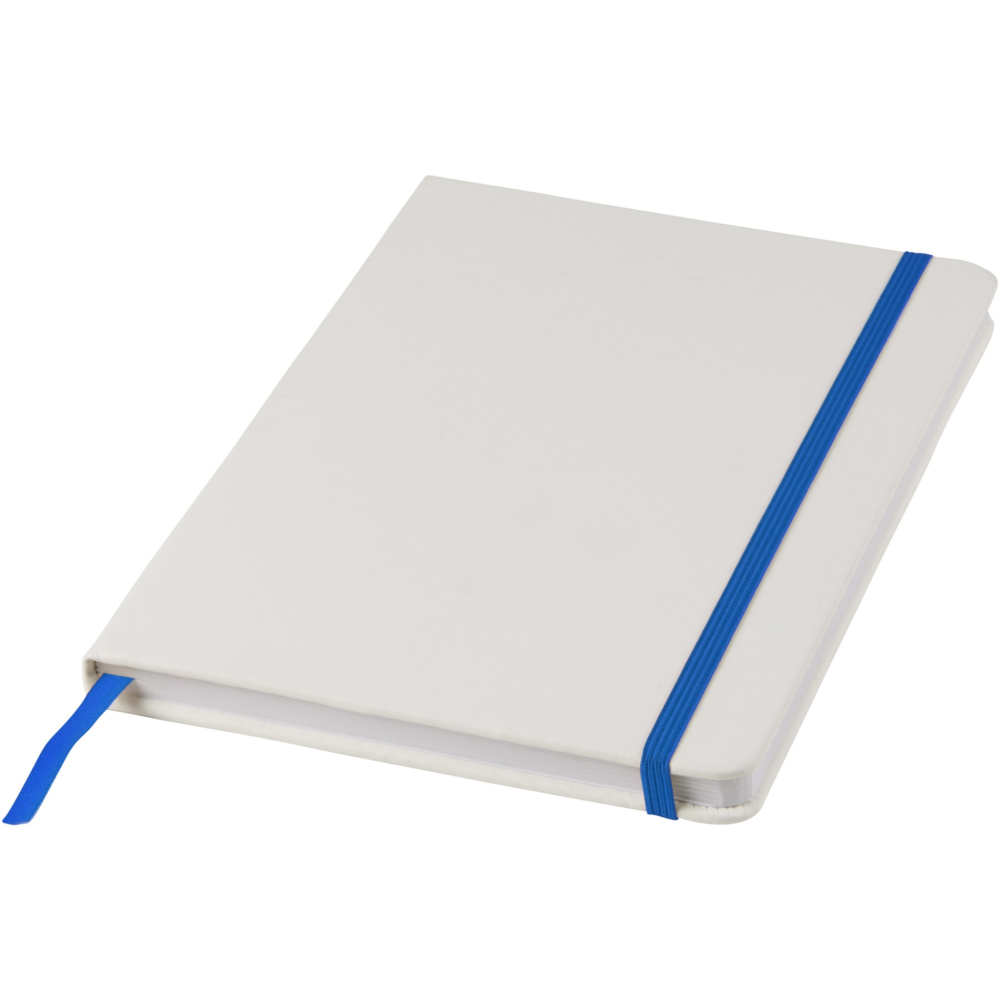 Carnet blanc A5 avec élastique coloré Spectrum — blanc / bleu royal — variante de couleur