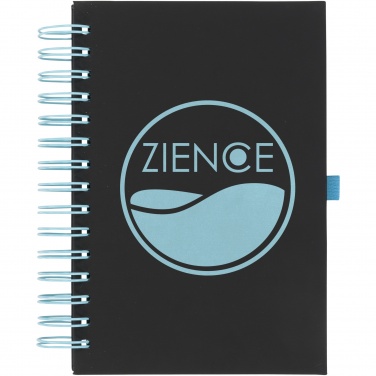 Carnet à spirale Wiro avec logo — vue de détail 5, noir uni / bleu