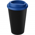Gobelet recyclé 350 ml Americano® Eco, noir uni / bleu moyen