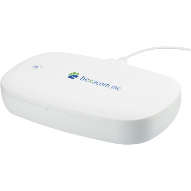 Boîte de désinfection UV pour smartphone avec socle de recharge sans fil 5 W Capsule avec logo — vue de détail 5, blanc