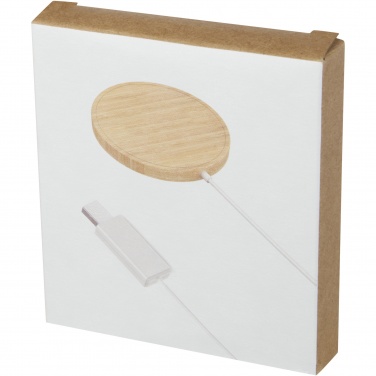Chargeur sans fil magnétique 10 W en bambou Atra — vue de détail 3, beige