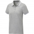 Polo femme à manches courtes et liserés contrastés Amarago, gris chiné