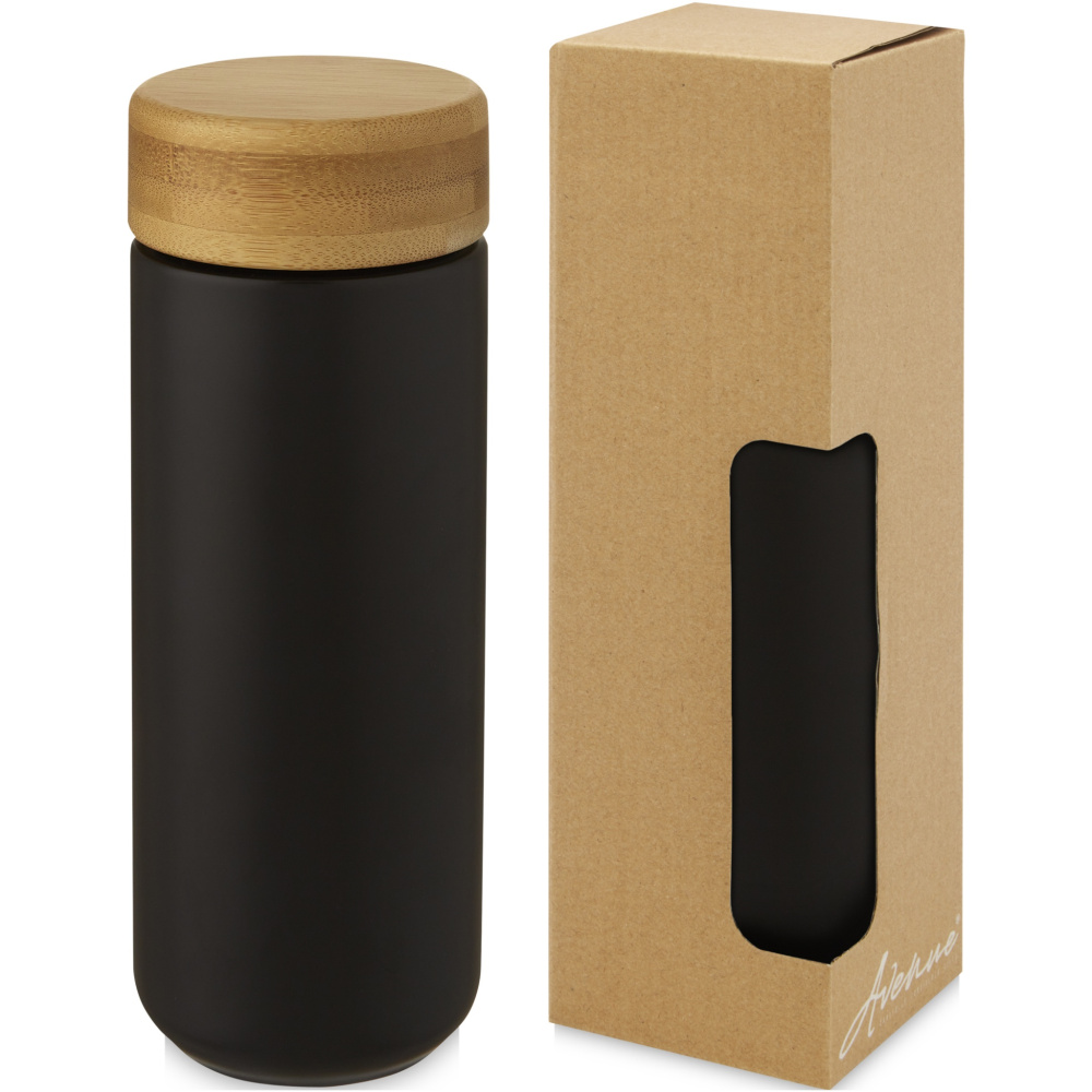 Gobelet en céramique 300 ml à couvercle en bambou Lumi, noir uni — variante de couleur
