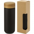 Gobelet en céramique 300 ml à couvercle en bambou Lumi, noir uni