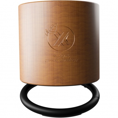 Enceinte annulaire 3 W en bois SCX.design S27 avec logo — vue de détail 4