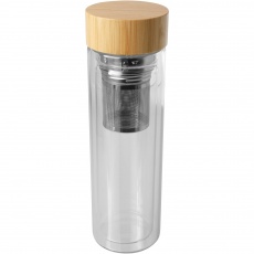 Bouteille à infusion Bailey de 400 ml en verre borosilicaté avec couvercle en bambou