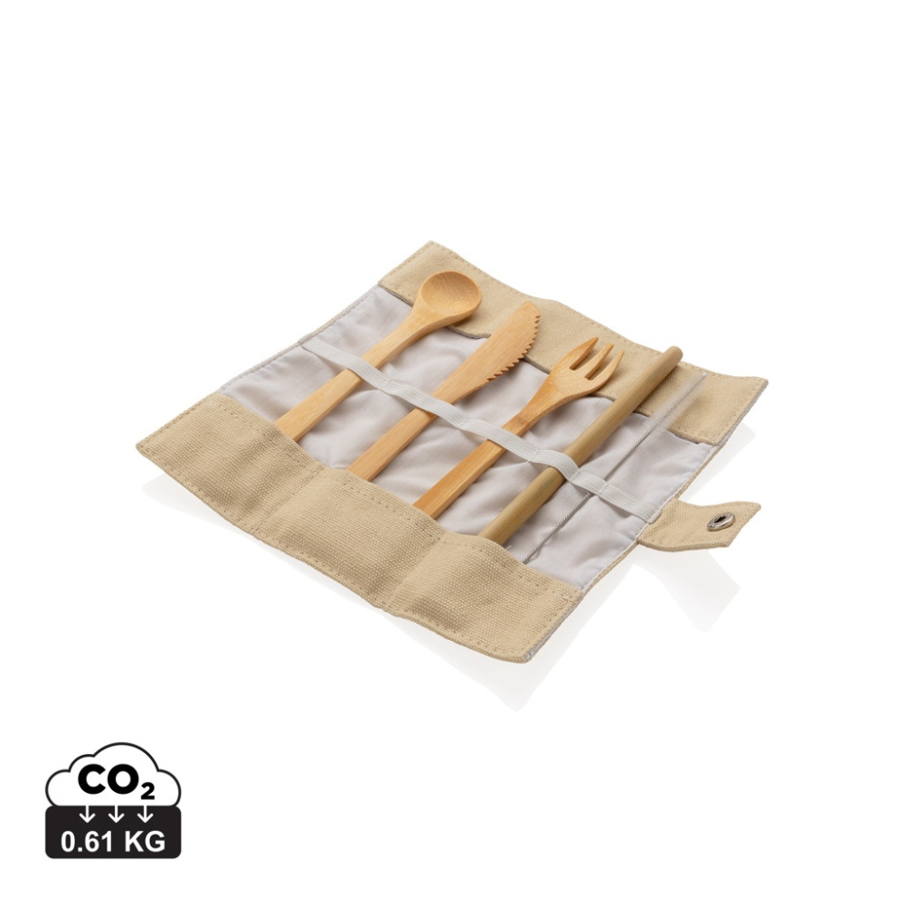 Couverts de voyage réutilisables en bambou — blanc — image du produit