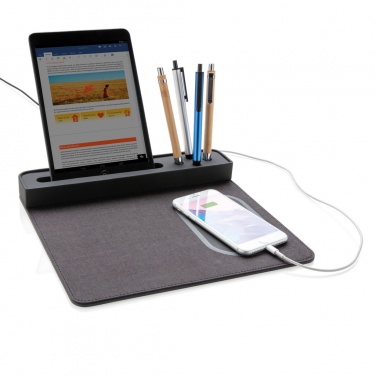 Tapis de souris Air avec charge sans fil de 5 W et USB — vue de détail, noir (1)