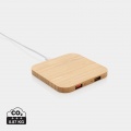 Chargeur sans fil de 10 W en bambou avec USB, marron
