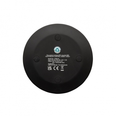 Chargeur sans fil rapide de 15 W en plastique recyclé RCS — vue de détail, noir (2)