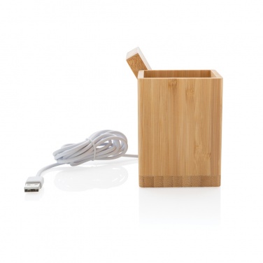 Chargeur sans fil Calgary de 10 W en bambou — vue de détail, marron (3)