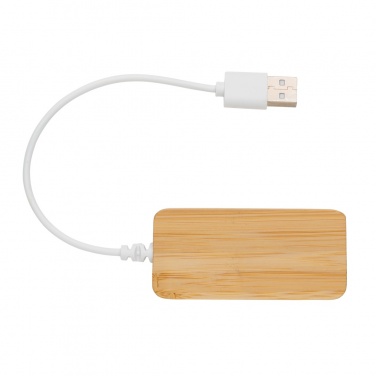 Hub en bambou avec port USB-C — vue de détail, marron