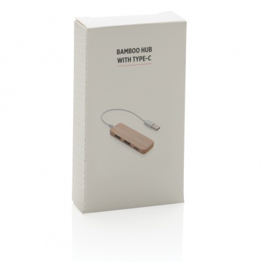 Hub en bambou avec port USB-C — photo du produit, marron