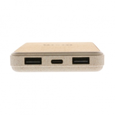 Batterie externe de 8000 mAh avec charge sans fil de 5 W en liège et paille de blé — vue de détail (6)