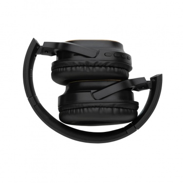 Casque sans fil pliable Elite en matières recyclées RCS et bambou — vue de détail, noir (1)