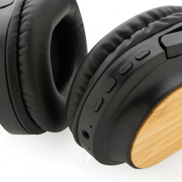 Casque sans fil pliable Elite en matières recyclées RCS et bambou — vue de détail, noir (3)