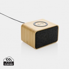 Enceinte de 3 W en plastique recyclé RCS avec charge sans fil de 5 W en bambou