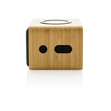 Enceinte de 3 W en plastique recyclé RCS avec charge sans fil de 5 W en bambou — vue de détail (6)
